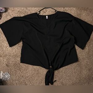 Wish Black Tie-Front Blouse